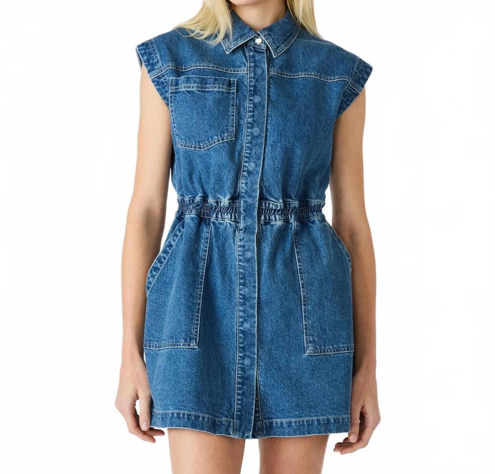 NEW STEVE MADDEN sleeveless denim mini dress in blue